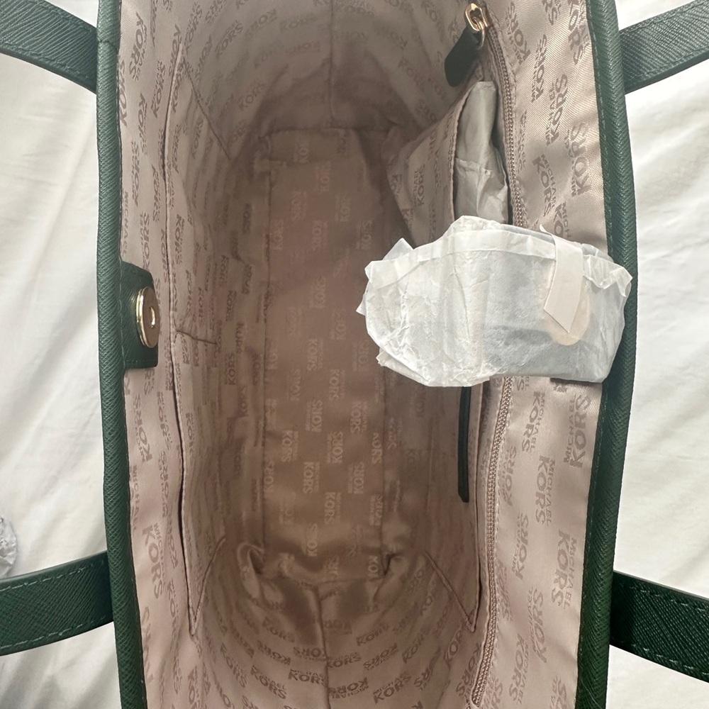 Michael Kors Microstud Center Stripe Small Travel Tote – Moss (NWT) - Picture 7 of 14